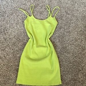 Zara Ribbed Dress in Lime Green